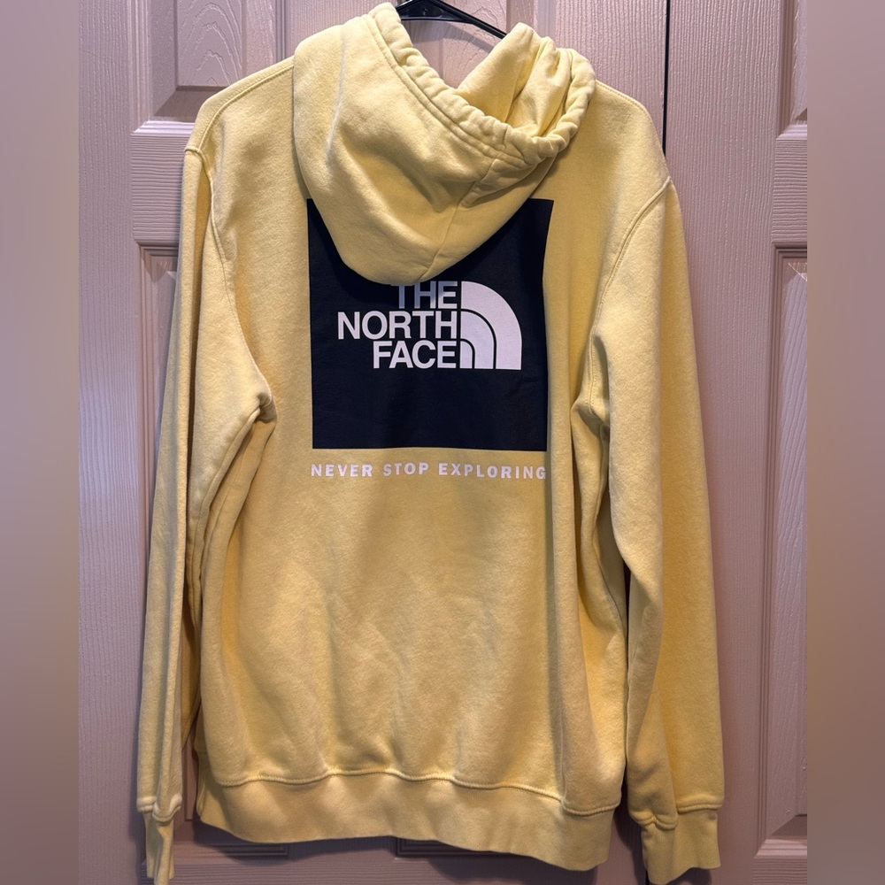 North Face Hoodie Men's Large Box NSE Pullover Yellow Black Box Outdoors Hiking - Picture 7 of 14